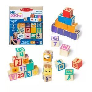 MS. RACHEL Melissa & Doug WOODEN LEARNING BLOCKS Letters & Numbers 2024 New